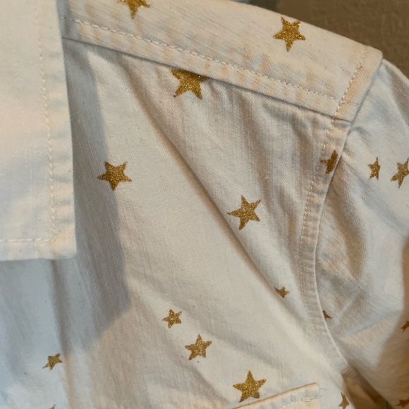 NWT J. Crew Ivory Gold Denim Shacket Shirt Western Holiday Party Casual XS - Picture 14 of 15